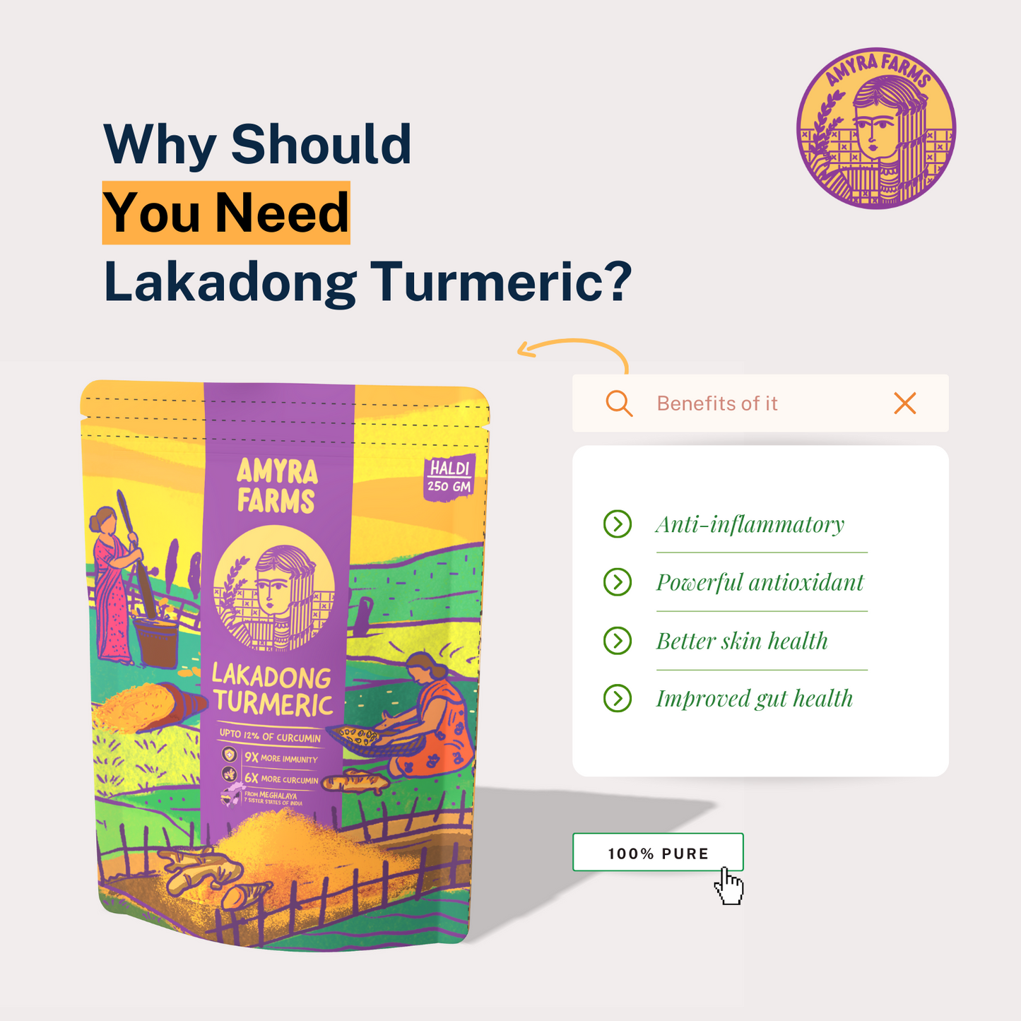 Amyra Farms Organic Lakadong Turmeric Powder – premium high curcumin turmeric from Meghalaya, India, now in UAE, benefits