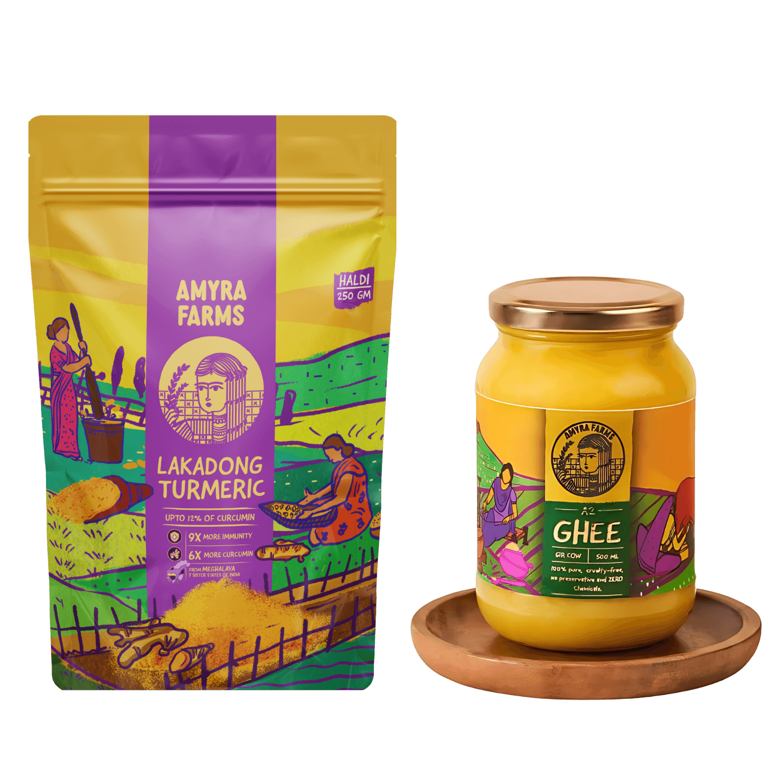 A2 Gir Cow Ghee & Lakadong Turmeric Powder Combo